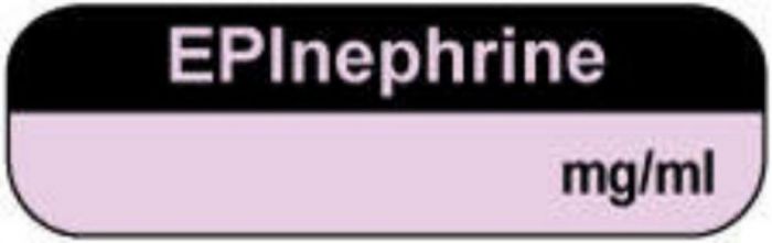 Anesthesia Label (Paper, Permanent) Epinephrine mg/ml 1 1/4" x 3/8" Lilac - 1000 per Roll