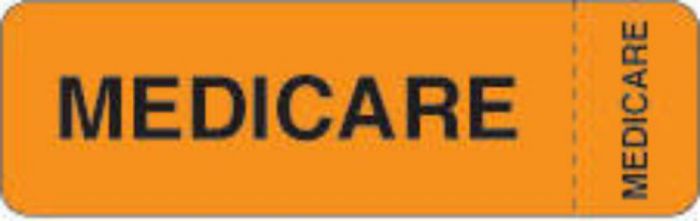 Label Wraparound Paper Removable Medicare 2-7/8" x 7/8" Fl. Orange, 1000 per Roll