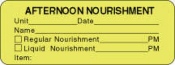 Label Paper Permanent Afternoon Nourishment  3"x1 1/8" Fl. Yellow 1000 per Roll