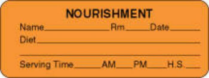 Label Paper Permanent Nourishment Name 3" x 1", 1/8", Fl. Orange, 1000 per Roll