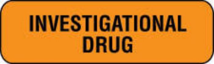 Communication Label (Paper, Permanent) Investigational Drug 1 1/4" x 3/8" Fluorescent Orange - 1000 per Roll