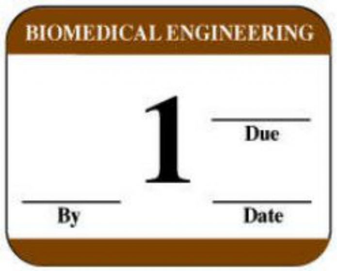 Label Synthetic Permanent Biomedical Engineering  1-1/4" X 1" White with Brown, 1000 per Roll