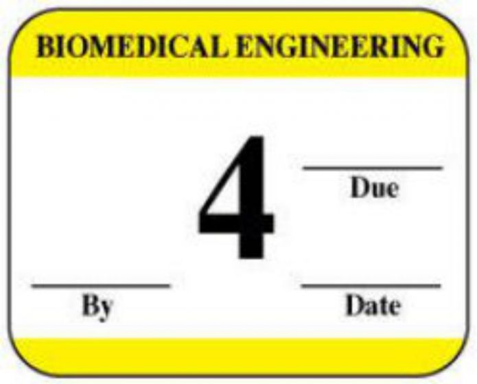 Label Synthetic Permanent Biomedical Engineering 1-1/4" x 1" White with Yellow, 1000 per Roll