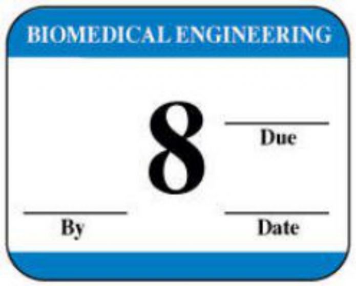 Label Synthetic Permanent Biomedical Engineering 1-1/4" x 1" White with Light Blue, 1000 per Roll