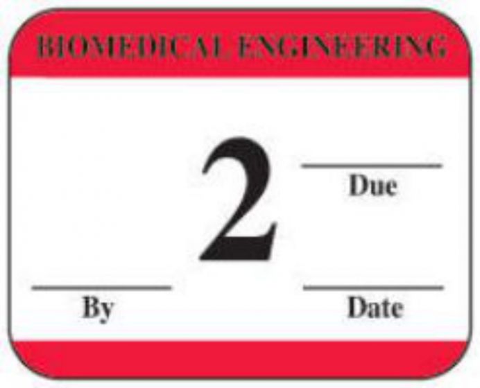 Label Synthetic Permanent Biomedical Engineering  1-1/4" X 1" White with Red, 1000 per Roll