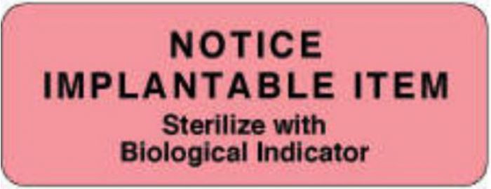 Label Paper Permanent Notice Implantable 3" x 1", 1/8", Fl. Pink, 1000 per Roll