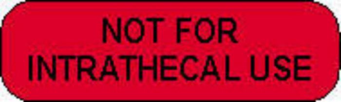 Communication Label (Paper, Permanent) Not for Intrathecal 1 1/4" x 3/8" Fluorescent Red - 1000 per Roll