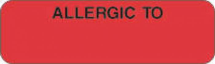 Label Paper Removable Allergic To 2 1/2" x 3/4", Fl. Red, 1000 per Roll