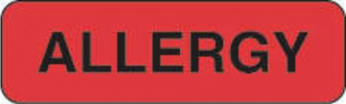 Label Paper Removable Allergy 1 1/4" x 3/8", Fl. Red, 1000 per Roll