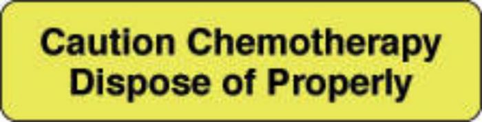 Communication Label (Paper, Permanent) Caution Chemotherapy 2" x 1/2" Fluorescent Yellow - 1000 per Roll