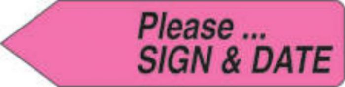 Spee-D-Point™ Flags & Tags "Please...Sign & Date" Hot Pink Removable 9/16" x 2-1/4", 150 per Pack