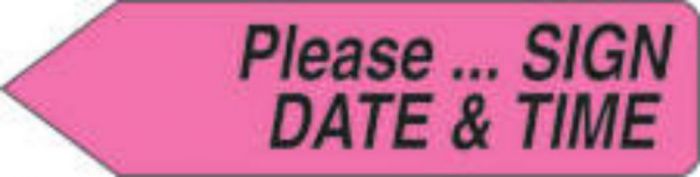 Spee-D-Point™ Flags & Tags "Please...Sign, Date & Time" Hot Pink Removable 9/16" x 2-1/4", 150 per Pack