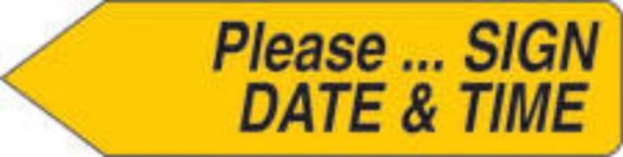 Spee-D-Point™ Flags & Tags "Please...Sign, Date & Time" Yellow Removable 9/16" x 2-1/4", 150 per Pack