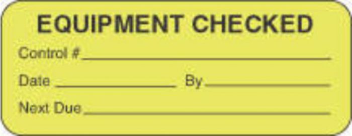Label Paper Removable Equipment Checked 2 1/4" x 7/8", Fl. Yellow, 1000 per Roll