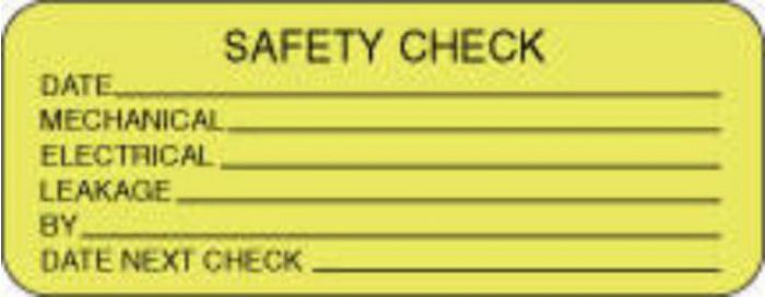 Label Paper Removable Safety Check 2 1/4" x 7/8", Fl. Yellow, 1000 per Roll