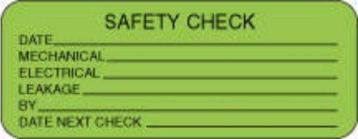 Label Paper Removable Safety Check 2 1/4" x 7/8", Fl. Green, 1000 per Roll
