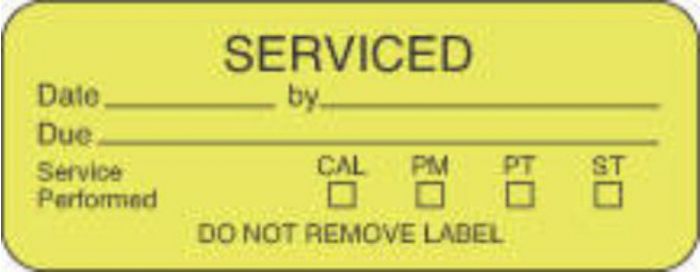 Label Paper Permanent Serviced Date 2 1/4" x 7/8", Fl. Yellow, 1000 per Roll