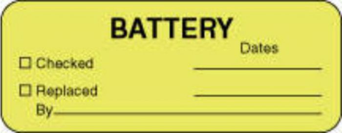 Label Paper Permanent Battery Dates []  2 1/4"x7/8" Fl. Yellow 1000 per Roll