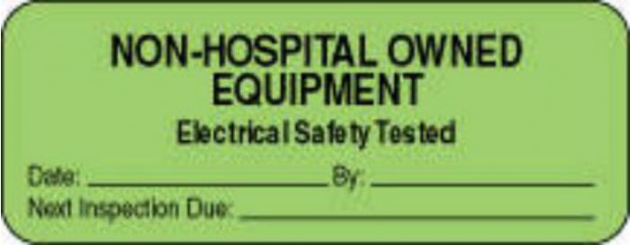 Label Paper Removable Non-hospital Owned 2 1/4" x 7/8", Fl. Green, 1000 per Roll