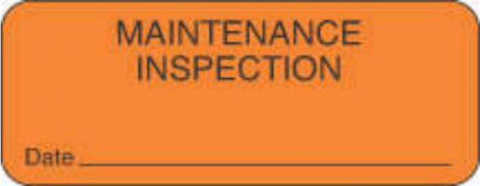 Label Paper Removable Maintenance Inspection 2 1/4" x 7/8", Fl. Orange, 1000 per Roll