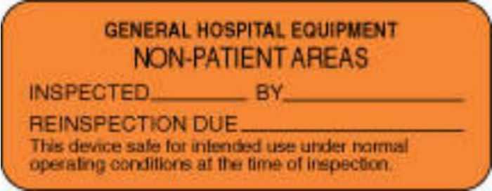 Label Paper Removable General Hospital 2 1/4" x 7/8", Fl. Orange, 1000 per Roll