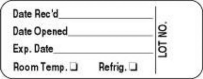 Lab Communication Label (Paper, Permanent) Date Recd ___  2 1/4"x7/8" White - 1000 per Roll