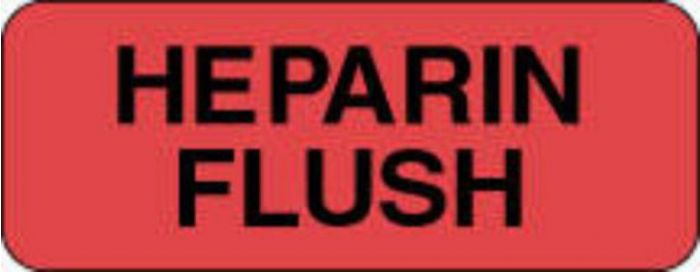 Label Paper Permanent Heparin Flush  2 1/4"x7/8" Fl. Red 1000 per Roll