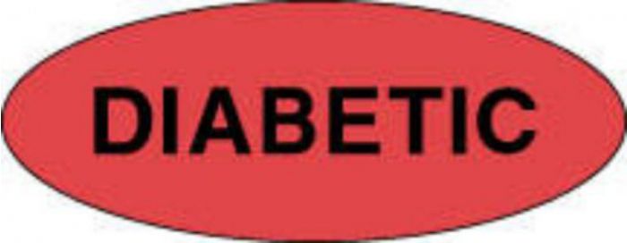 Label Paper Permanent Diabetic  2 1/4"x7/8" Red 1000 per Roll