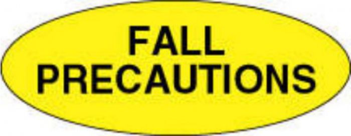 Label Paper Permanent Fall Precautions  2 1/4"x7/8" Yellow 1000 per Roll