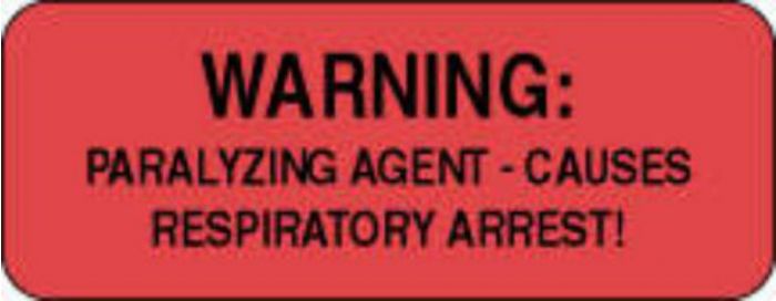 Label Paper Permanent Warning: Paralyzing 2 1/4" x 7/8", Fl. Red, 1000 per Roll