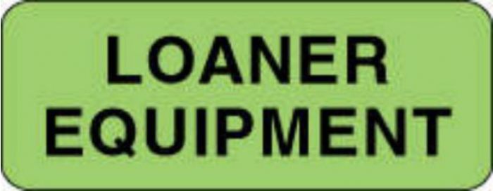 Label Paper Permanent Loaner Equipment, 2 1/4" x 7/8", Fl. Green, 1000 per Roll