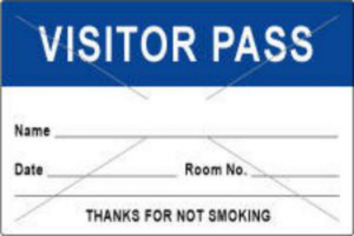 Visitor Pass Label Tamper-Evident Paper Permanent "Visitor Pass Name" 3" Core 3" x 2" Dark Blue, 1000 per Roll