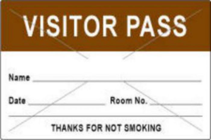 Visitor Pass Label Tamper-Evident Paper Permanent "Visitor Pass Name" 3" Core 3" x 2" Brown, 1000 per Roll