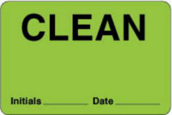 Label Paper Removable Clean Initials 3" Core 4" x 2 1/8", Fl. Green, 500 per Roll