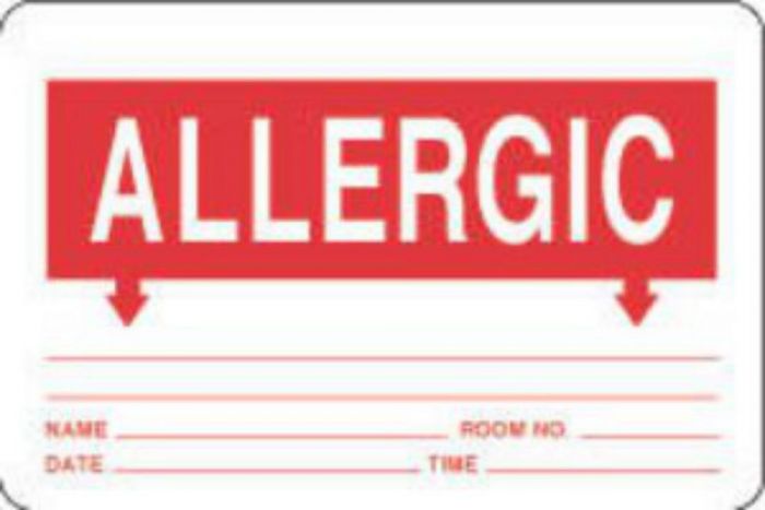 Label Paper Permanent Allergic To: ___  3"x2" White 500 per Roll