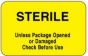 Label Paper Permanent Sterile Unless 1 3/4" x 1", 1/8", Yellow, 250 per Roll