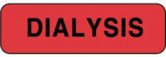 Label Paper Permanent Dialysis  1 1/4"x3/8" Fl. Red 1000 per Roll
