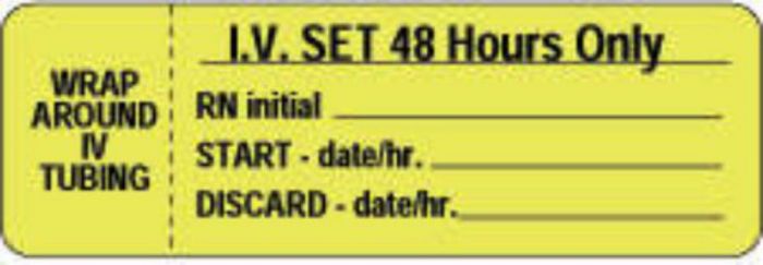 IV Label Wraparound Paper Permanent Wrap | IV Set 48 1" 1/2" Core 3"x1 Fl. Yellow 1000 per Roll