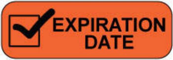 Label Paper Permanent Expiration Date  1 1/2"x1/2" Fl. Orange 1000 per Roll