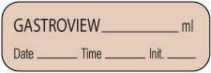 Anesthesia Label with Date, Time & Initial (Paper, Permanent) Gastroview Ml 1 1/2" x 1/2" Tan - 1000 per Roll