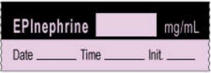 Anesthesia Tape with Date, Time & Initial | Tall-Man Lettering (Removable) Epinephrine mg/ml 1/2" x 500" - 333 Imprints - Violet and Black - 500 Inches per Roll