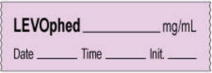 Anesthesia Tape with Date, Time & Initial | Tall-Man Lettering (Removable) Levophed mg/ml 1/2" x 500" - 333 Imprints - Violet - 500 Inches per Roll