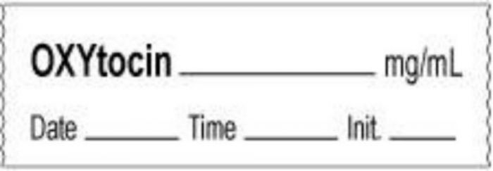 Anesthesia Tape with Date, Time & Initial | Tall-Man Lettering (Removable) Oxytocin mg/ml 1/2" x 500" - 333 Imprints - White - 500 Inches per Roll