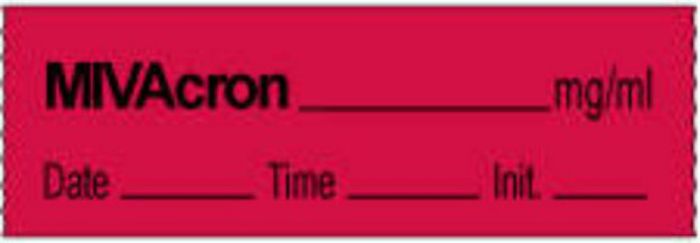 Anesthesia Tape with Date, Time & Initial Permanent Mivacron mg/ml 1/2" x 500" - 333 Imprints - Fluorescent Red - 500 Inches per Roll