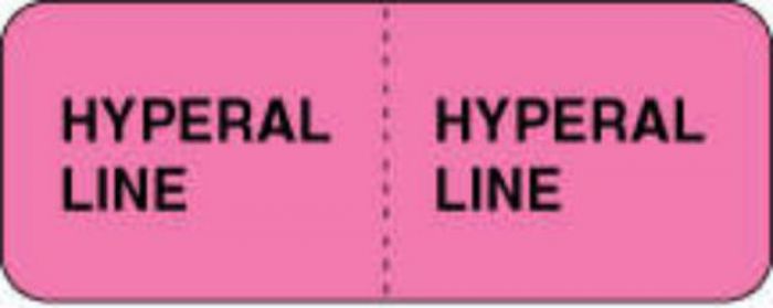 IV Label Wraparound Paper Permanent Hyperal Line Hyperal  2 1/4"x7/8" Fl. Pink 1000 per Roll