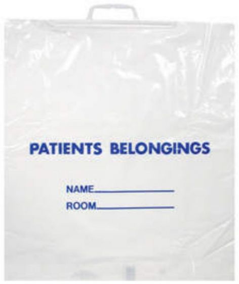 Belongings Bag Clear 2 mil 18.5x20x3.5 Rigid Handle, 250cs Pbr08