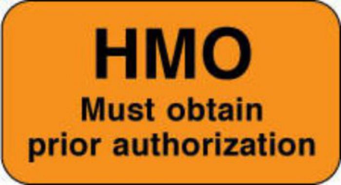 Label Paper Permanent HMO Must Obtain 1 5/8" X 7/8" Fl. Orange 1000 per Roll