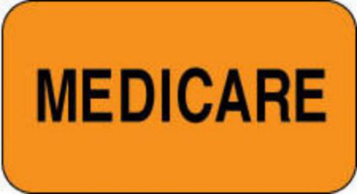 Label Paper Permanent Medicare 1 5/8" x 7/8", Fl. Orange, 1000 per Roll