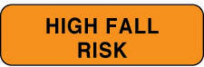 Label Paper Permanent High Fall Risk 1 1/4" x 3/8", Fl. Orange, 1000 per Roll