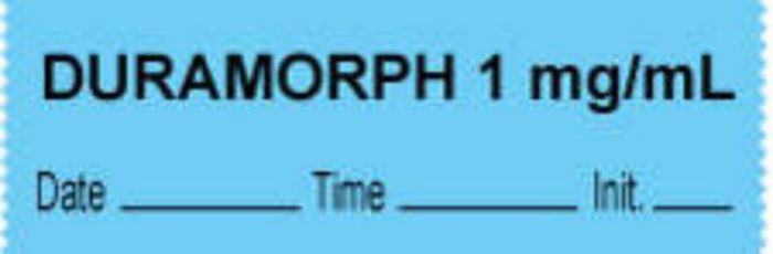 Anesthesia Tape with Date, Time & Initial (Removable) "Duramorph 1 mg/ml" 1/2" x 500" Blue - 333 Imprints - 500 Inches per Roll